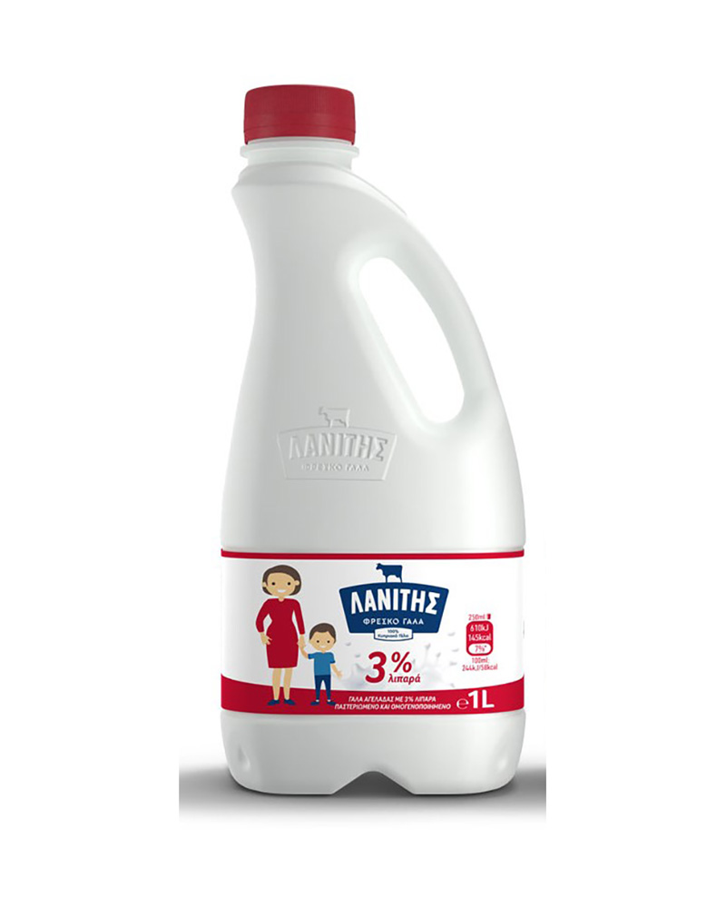 Lanitis Fresh Milk 1L With 3% Fat Content