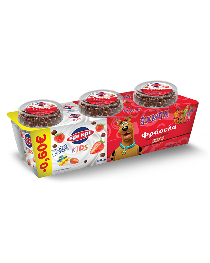 Kri Kri Scooby-Doo Youghurt Dessert With Strawberry and Choco Balls 3X150gr