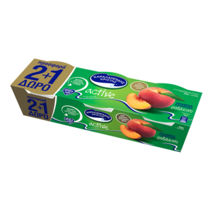Active Dessert Yoghurt with Peach Flavor Fibers and Probiotics Charalambides Christis 2x150gr