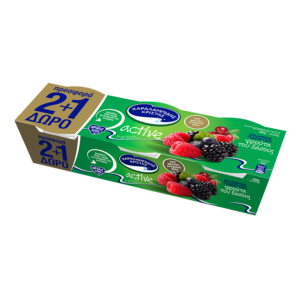 Charalambides Christis Active Dessert Yoghurt With Forest Fruit Flavor And Fibers 3X200gr 2+1 Free