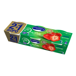 Active Dessert Yoghurt with Strawberry Flavor Fibers and Probiotics Charalambides Christis 2x150gr