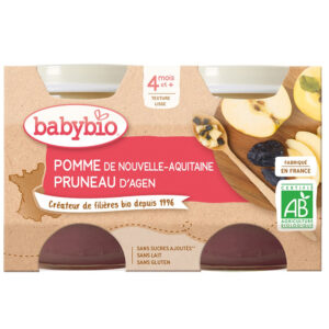 Babybio Organic Apple and Prune Puree 2X130gr