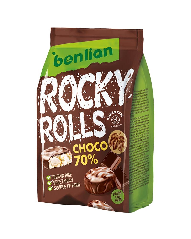 Benlian Rocky Rolls Choco 70% Rice Cakes 70gr
